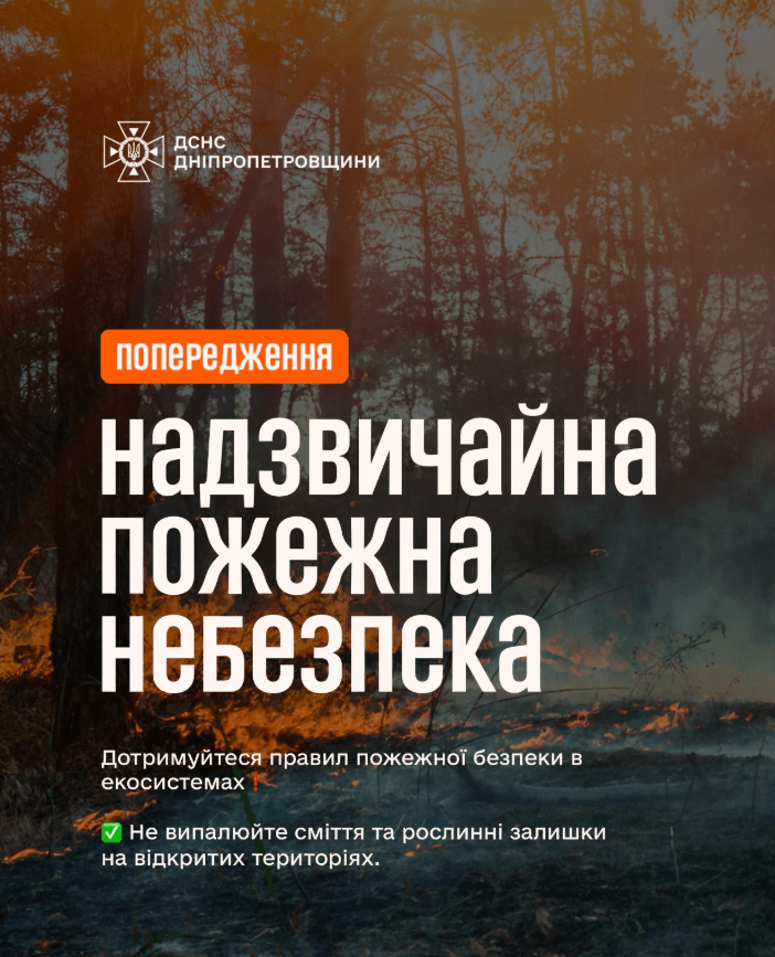 Гідрометцентр попереджає: область накриє спека, через що оголошено п’ятий — найвищий — рівень пожежної небезпеки.