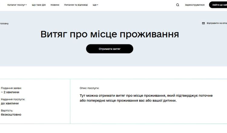 Витяг про місце проживання